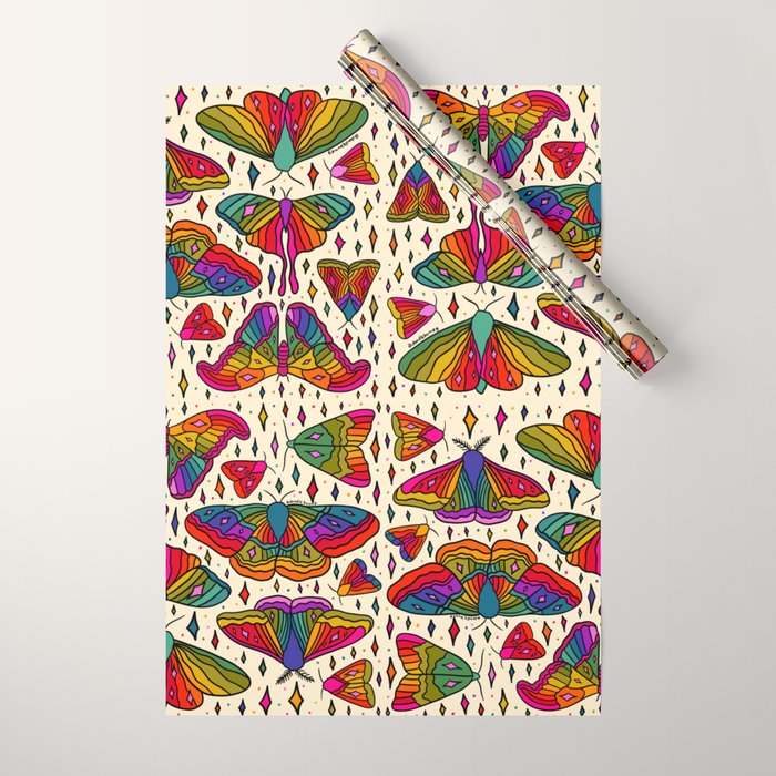 Rainbow Moth Print Wrapping Paper Gallery Image 1
