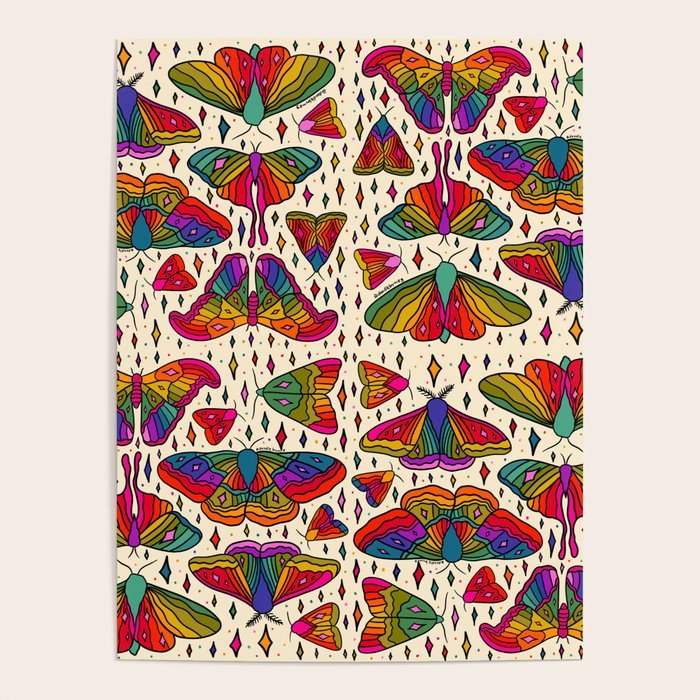 Rainbow Moth Print Poster Gallery Image 4