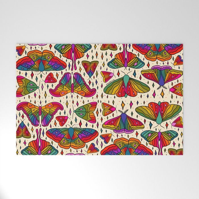 Rainbow Moth Print Welcome Mat Gallery Image 1