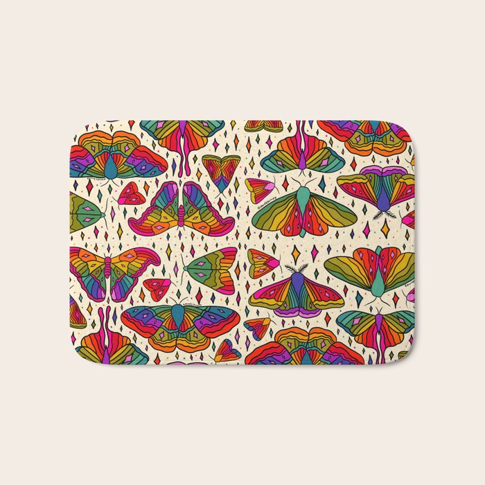Rainbow Moth Print Bath Mat Gallery Image 1