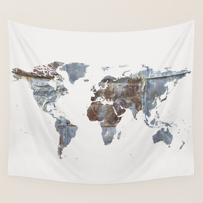 World Map(metal) Wall Tapestry Gallery Image 4