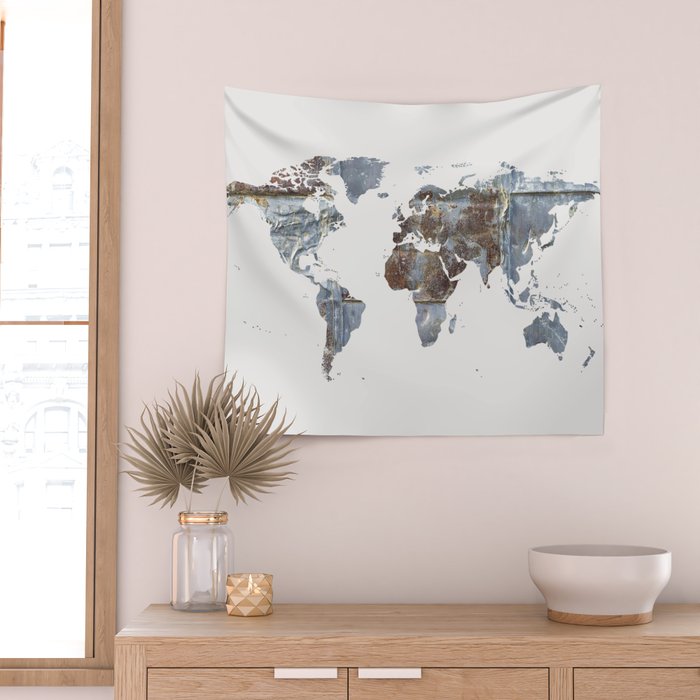 World Map(metal) Wall Tapestry Gallery Image 2