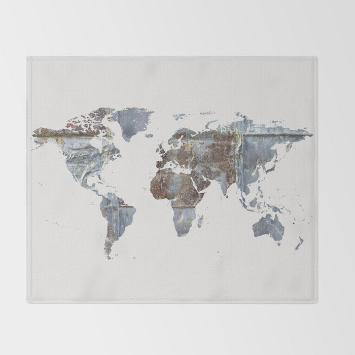 World Map(metal) Throw Blanket Gallery Image 2