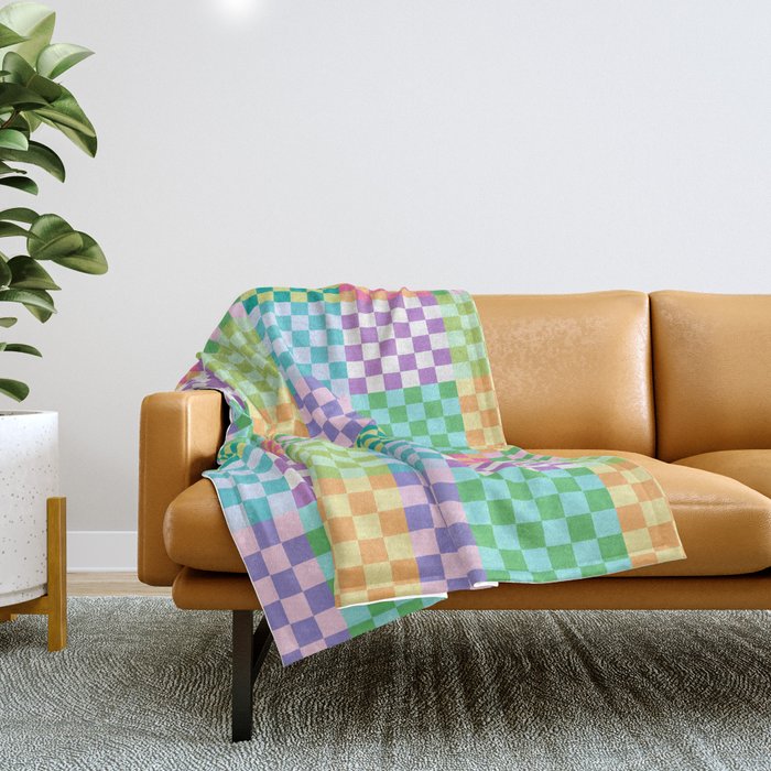 Rainbow Checks Throw Blanket Gallery Image 1