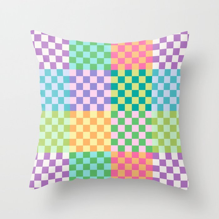 Rainbow Checks Throw Pillow Gallery Image 6