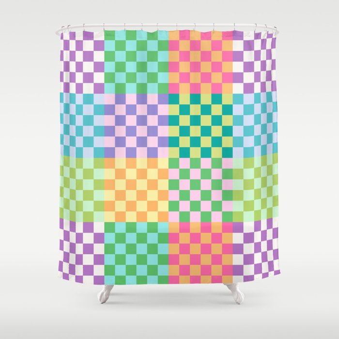 Rainbow Checks Shower Curtain Gallery Image 1