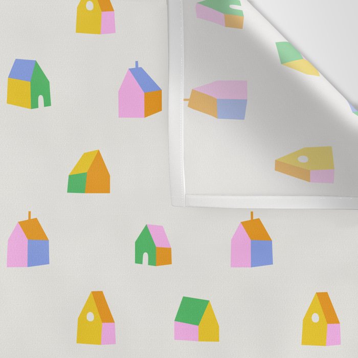 Colorful toy house city pattern Wall Tapestry Gallery Image 3