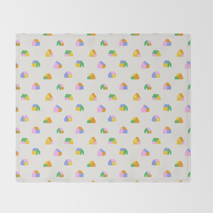 Colorful toy house city pattern Throw Blanket Gallery Image 2