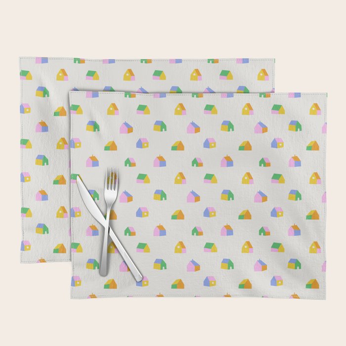 Colorful toy house city pattern Placemat Gallery Image 1