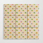 Colorful toy house city pattern Wood Wall Art Gallery Image 1