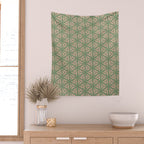 Threaded Geometric Green Peach Wall Tapestry Gallery Image 2
