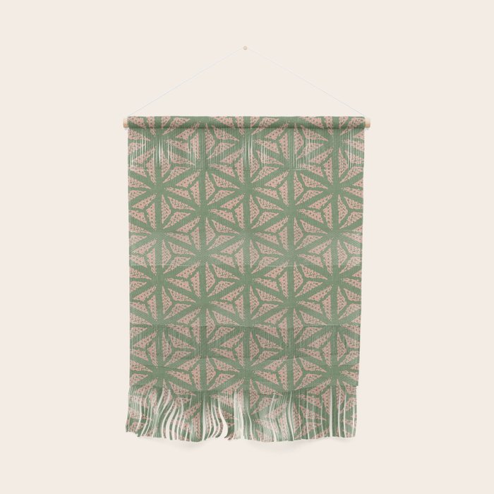 Threaded Geometric Green Peach Wall Hanging Gallery Image 1
