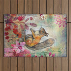 Colorful Squirrel Garden Indian Summer Flora And Wildlife Outdoor Rug Gallery Image 1