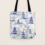 Chinoiserie Pagoda Pattern Tote Bag Gallery Image 1