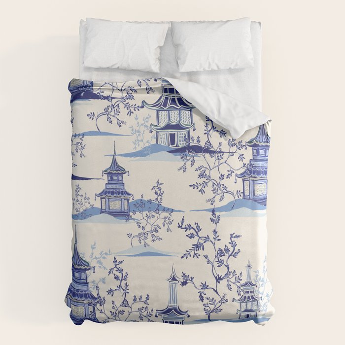Chinoiserie Pagoda Pattern Duvet Cover Gallery Image 1