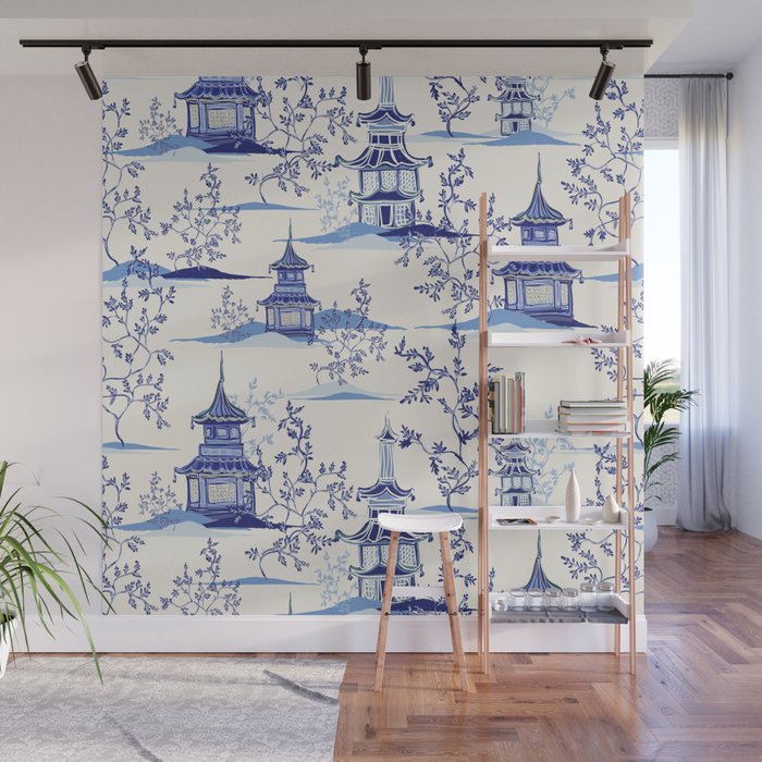 Chinoiserie Pagoda Pattern Wall Mural