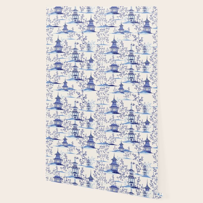 Chinoiserie Pagoda Pattern Wallpaper Gallery Image 2