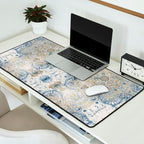 Mandala Flower, Blue and Gold, Floral Prints Desk Mat Gallery Image 2