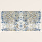 Mandala Flower, Blue and Gold, Floral Prints Desk Mat Gallery Image 3