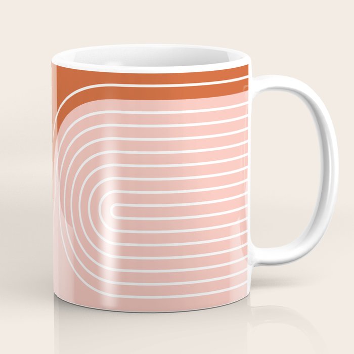 Geometric Lines in Terracotta Rose Gold 19 (Rainbow and Lines Abstraction) Coffee Mug Gallery Image 1