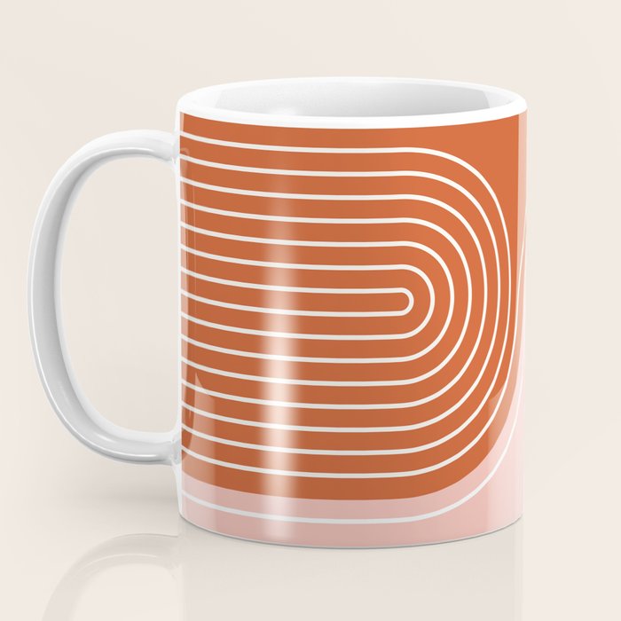 Geometric Lines in Terracotta Rose Gold 19 (Rainbow and Lines Abstraction) Coffee Mug Gallery Image 3