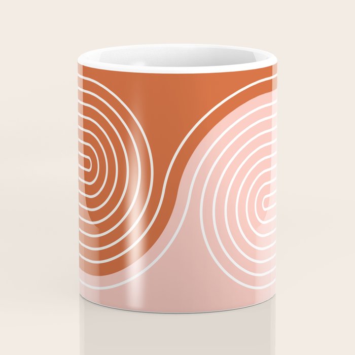 Geometric Lines in Terracotta Rose Gold 19 (Rainbow and Lines Abstraction) Coffee Mug Gallery Image 4