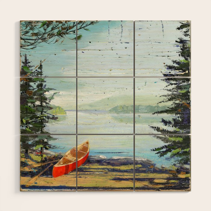 me and you and the red canoe Wood Wall Art Gallery Image 1