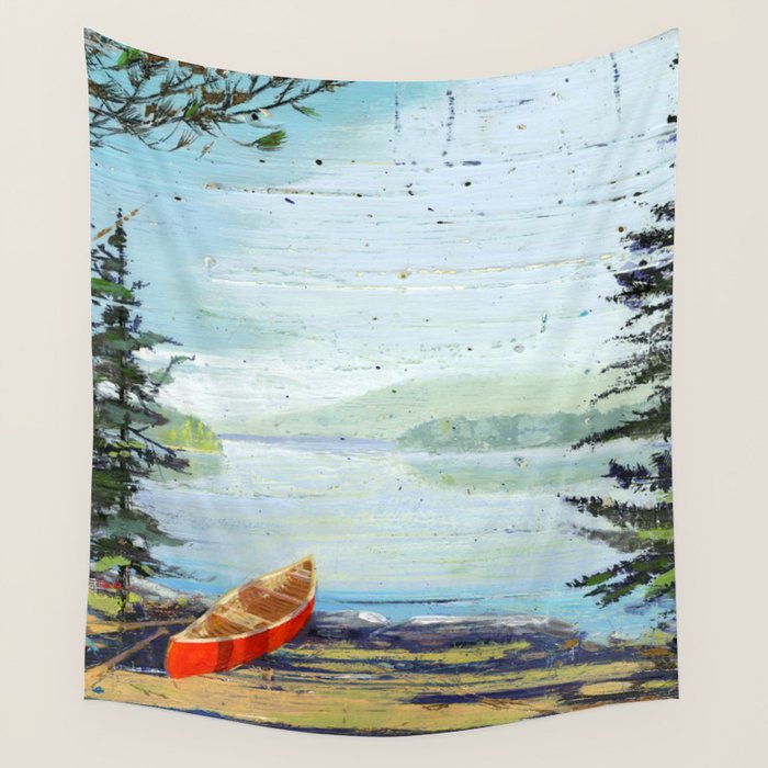 me and you and the red canoe Wall Tapestry