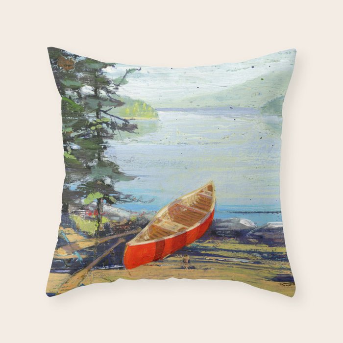 me and you and the red canoe Throw Pillow Gallery Image 6