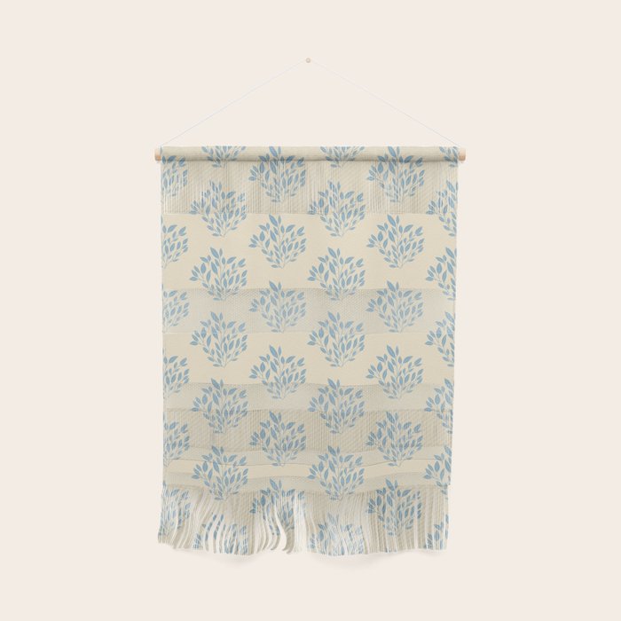 Simple Block Print Pastel Blue and Off-White Pattern  Wall Hanging Gallery Image 1