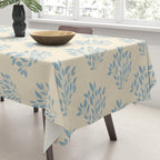 Simple Block Print Pastel Blue and Off-White Pattern  Tablecloth Gallery Image 3