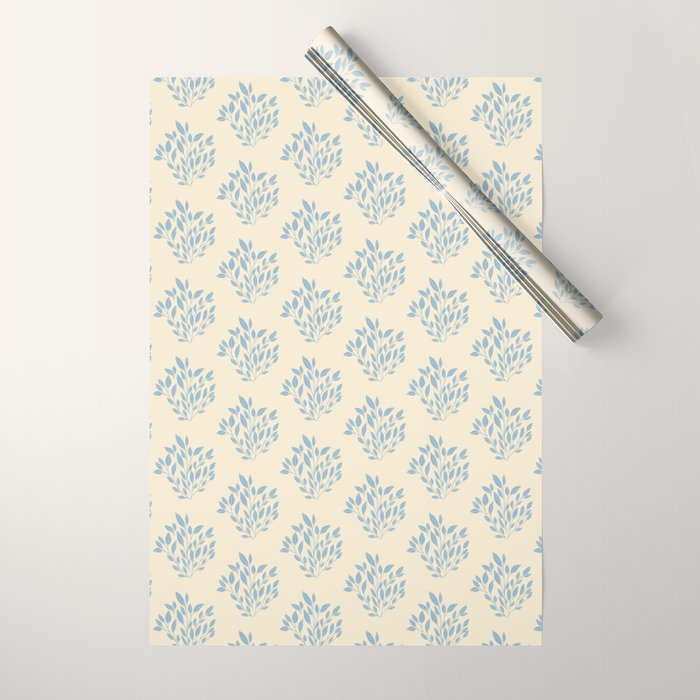 Simple Block Print Pastel Blue and Off-White Pattern  Wrapping Paper Gallery Image 1