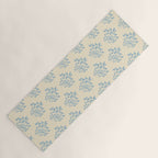 Simple Block Print Pastel Blue and Off-White Pattern  Yoga Mat Gallery Image 1
