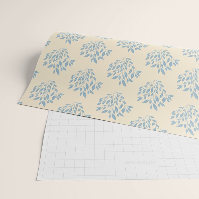 Simple Block Print Pastel Blue and Off-White Pattern  Wrapping Paper Gallery Image 2