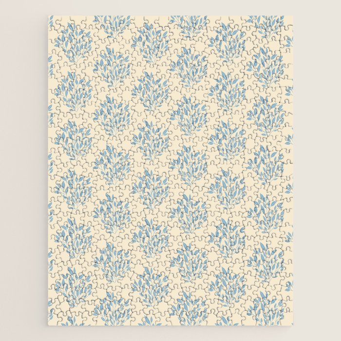 Simple Block Print Pastel Blue and Off-White Pattern  Jigsaw Puzzle Gallery Image 1