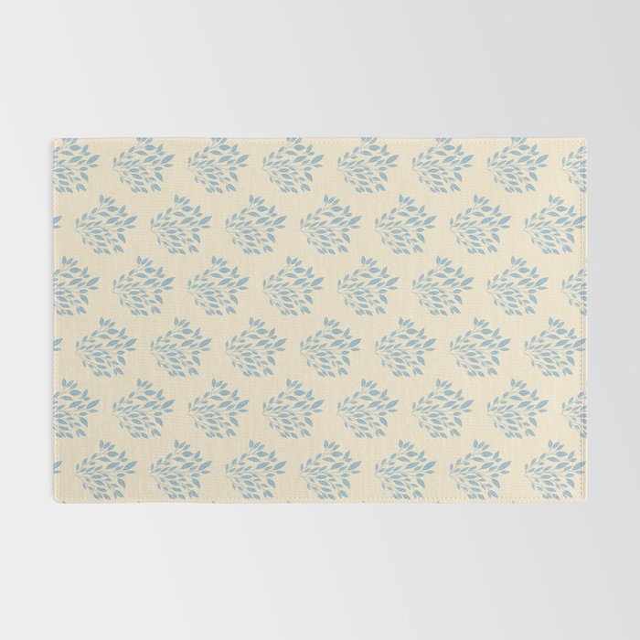 Simple Block Print Pastel Blue and Off-White Pattern  Rug Gallery Image 2
