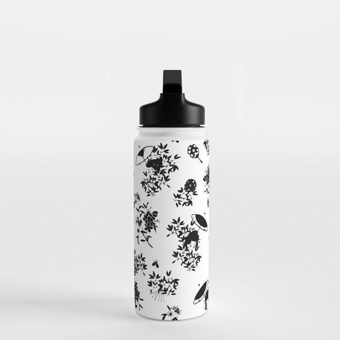 Black and white oriental pattern Water Bottle Gallery Image 3