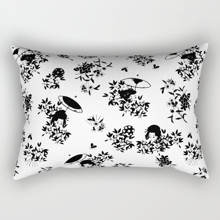 Black and white oriental pattern Rectangular Pillow Gallery Image 2