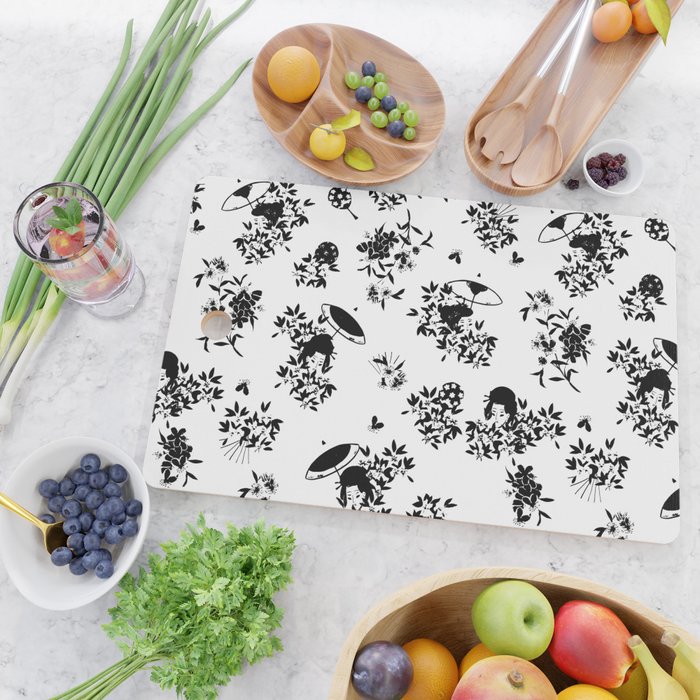 Black and white oriental pattern Cutting Board Gallery Image 2