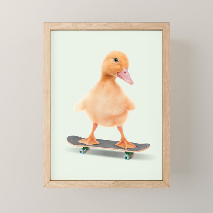 Skateboarding Duck Mini Art Print Gallery Image 1