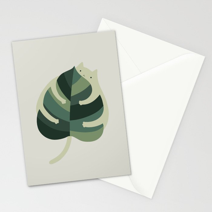Monstera Cat Hug Stationery Card Gallery Image 2