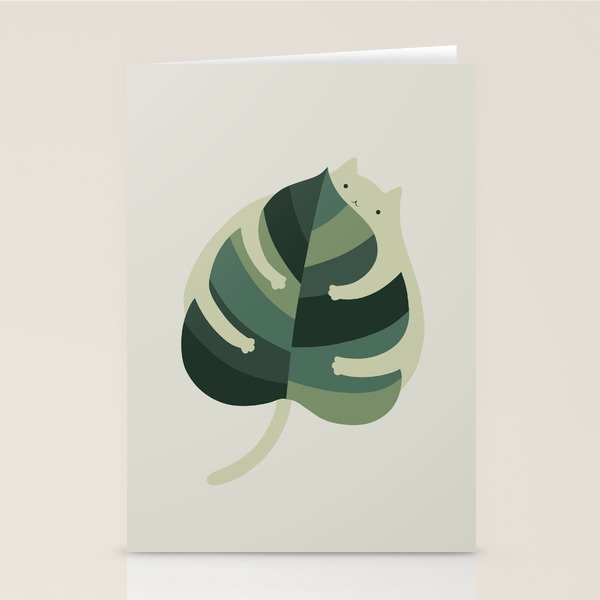 Monstera Cat Hug Stationery Card Gallery Image 1