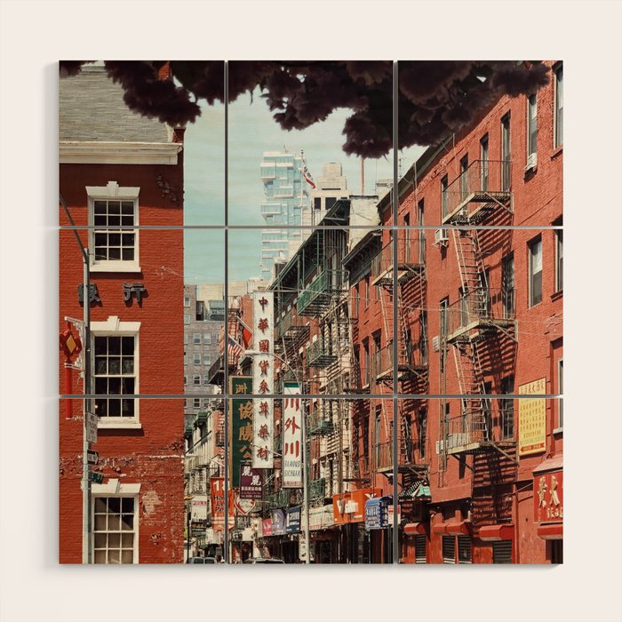 New York China Town Streets Wood Wall Art Gallery Image 1
