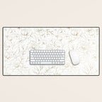 Elegant simple modern faux gold white floral Desk Mat Gallery Image 1