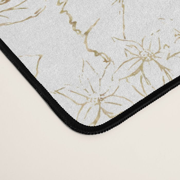 Elegant simple modern faux gold white floral Desk Mat Gallery Image 4