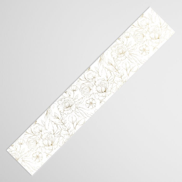 Elegant simple modern faux gold white floral Table Runner Gallery Image 3