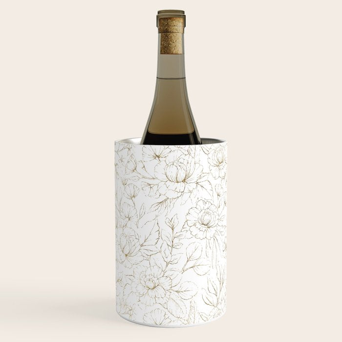 Elegant simple modern faux gold white floral Wine Chiller Gallery Image 2