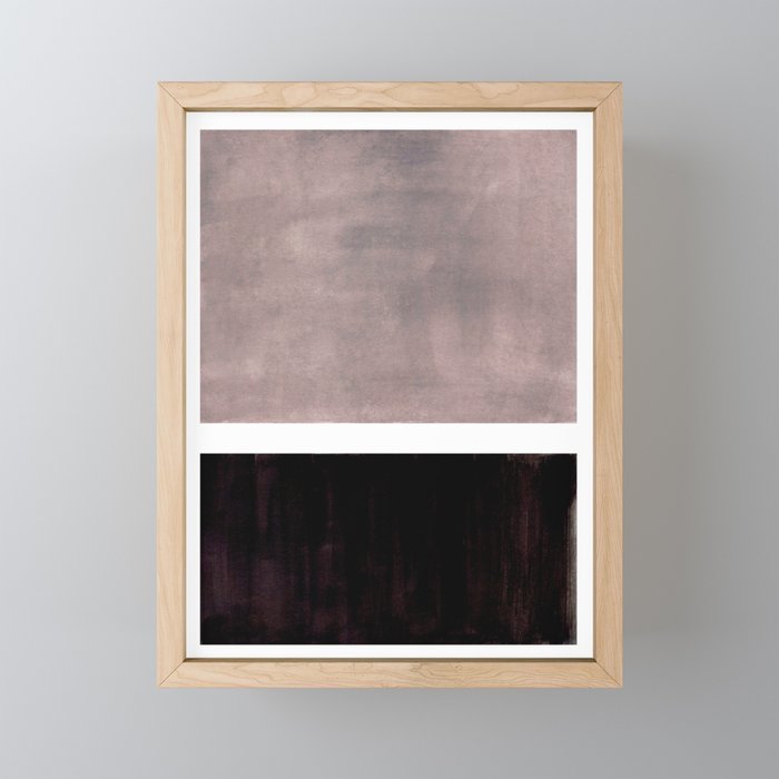 Mid Century Modern Minimalist Art Colorblock Rothko Inspired Squares Grey and Black Simple Abstract Mini Art Print Gallery Image 1