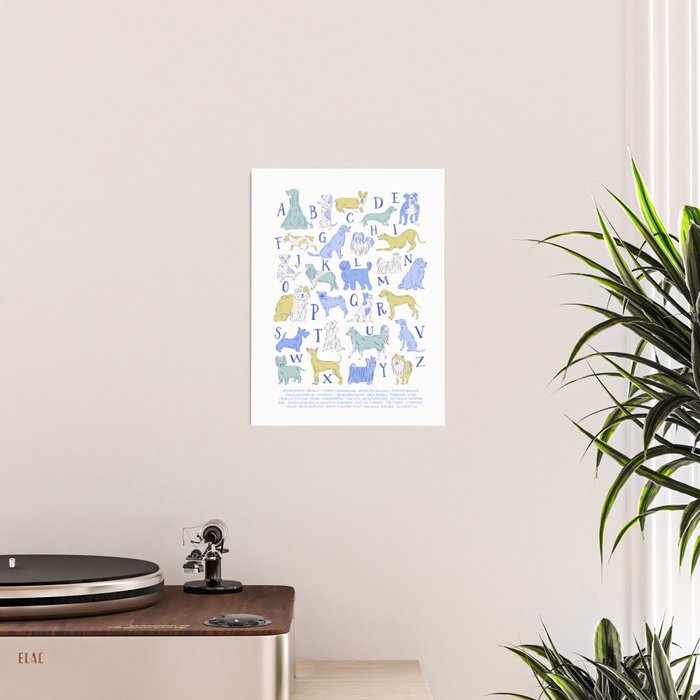 Dog Alphabet Print for Kids Room in Blue and Green Poster Gallery Image 2