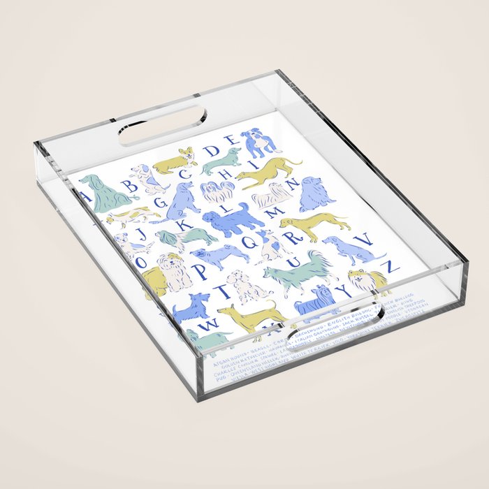 Dog Alphabet Print for Kids Room in Blue and Green Acrylic Tray Gallery Image 1